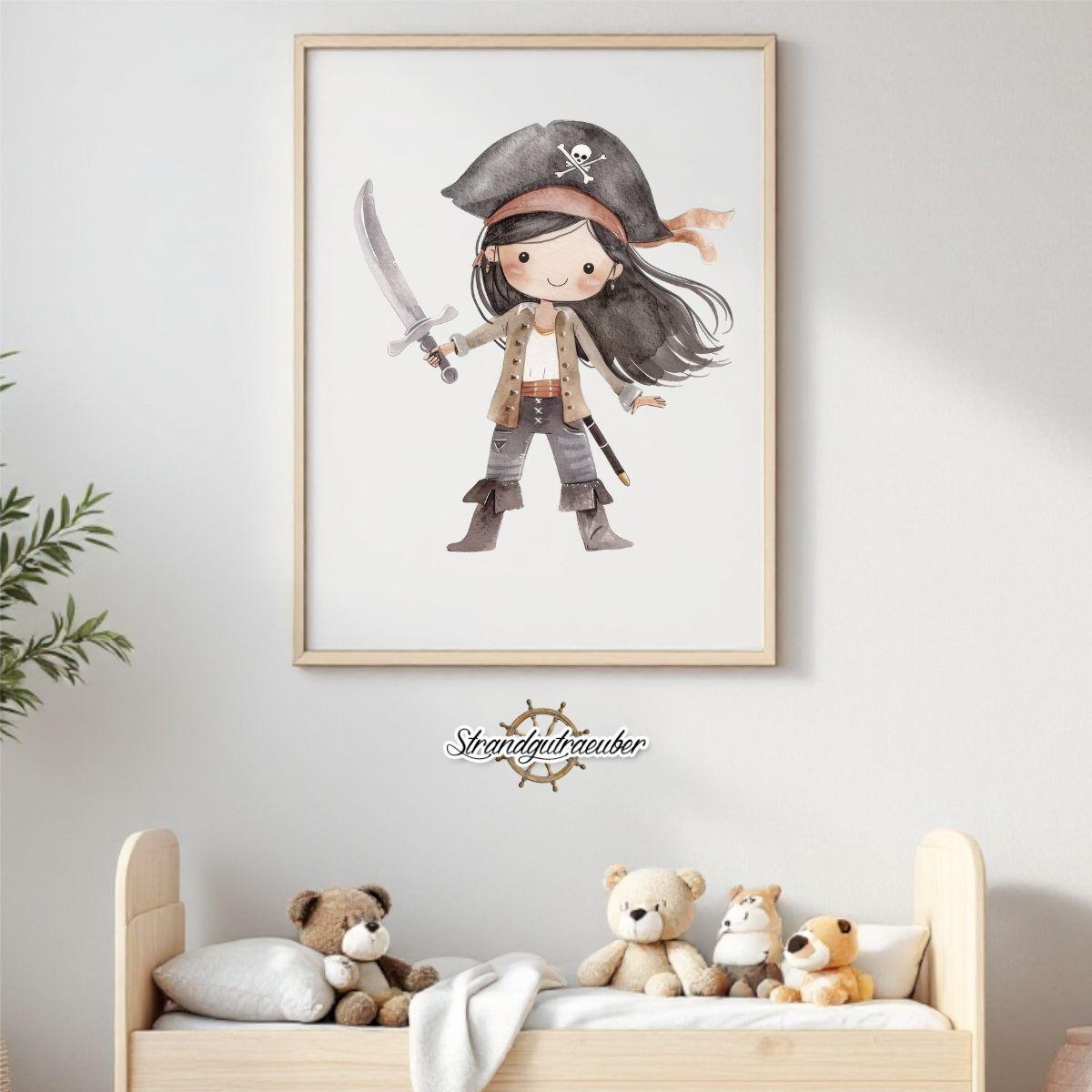 Buegelbild Piratenmädchen dunkle Haare Buegelbild Piratenmädchen dunkle Haare